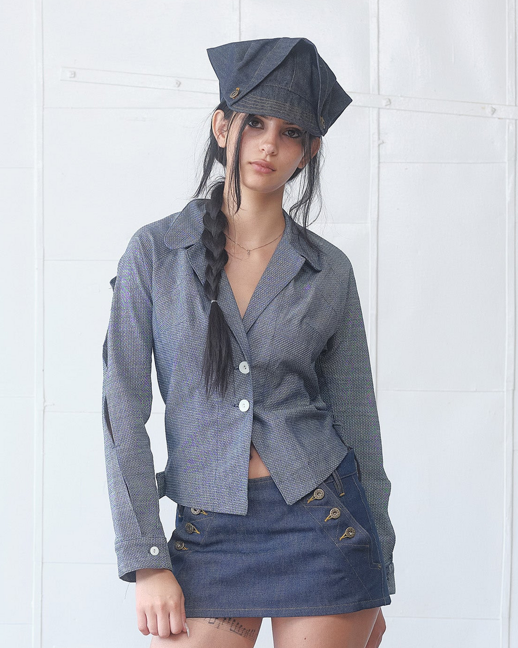 DARTED BUTTON DOWN SASHIKO