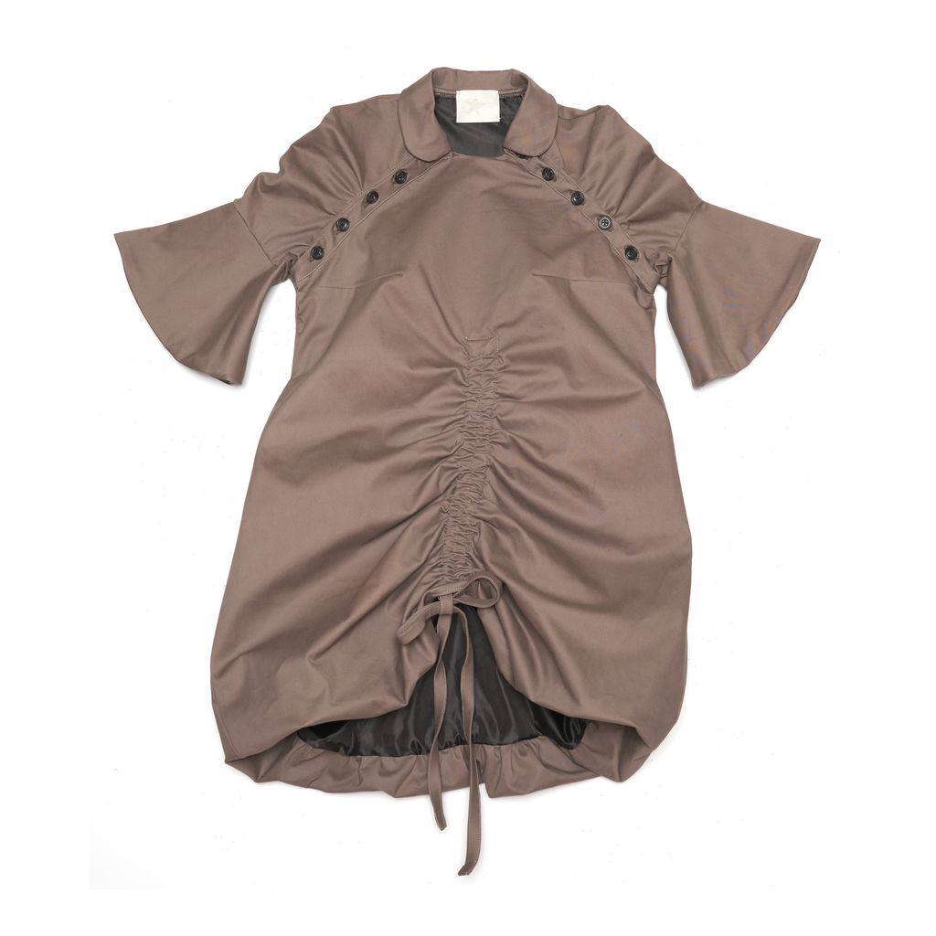 RAGLAN PUFF SLEEVE DOLL DRESS SAND
